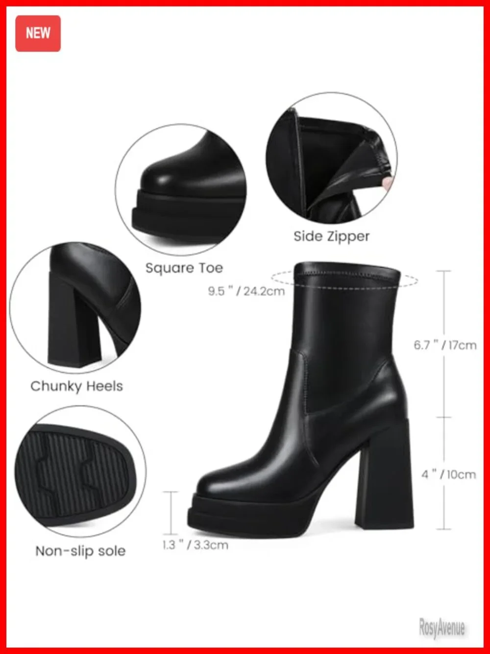 Platform Ankle Booties Chunky Block Heel 5